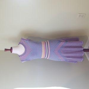 BCBG Maxazria Sweater Dress Sleeveless Size Medium Gray, Blue, Pink